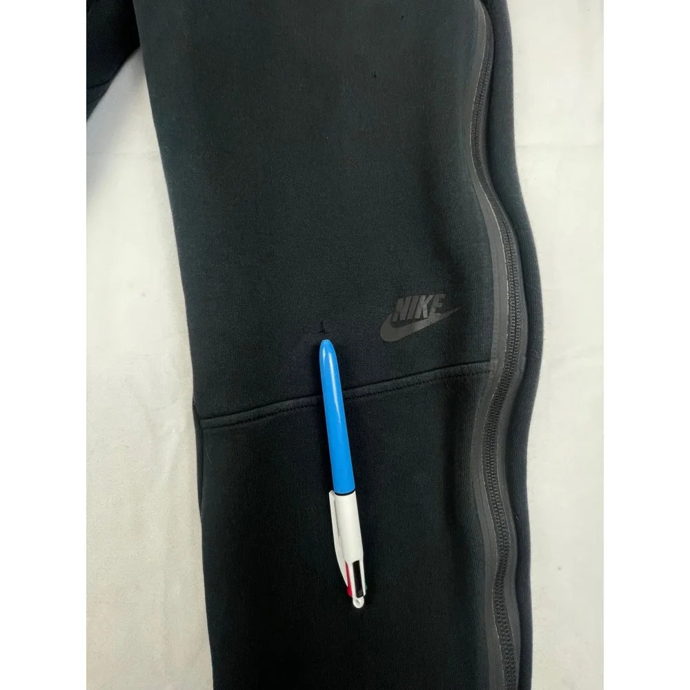 Nike Tech Fleece Joggers Mens Black Tapered Sweatpants Side Zip Pocket Pinhole